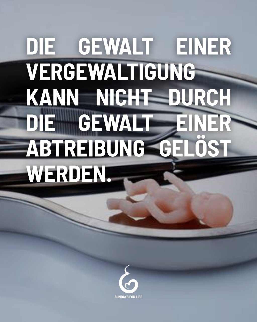Im Zeitraum 2012-2023 wurden 0,02-0,05 % aller Abtreibungen nach einer Vergewaltigung vorgenommen.  Eine Abtreibung bringt keine Heilung nach einer Vergewaltigung und ist ein weiterer Akt der Gewalt.  Das Ungeborene ist ein weiteres Opfer. Es sollte nicht für das menschenverachtende Verbrechen eines anderen Menschen zur Rechenschaft gezogen werden.